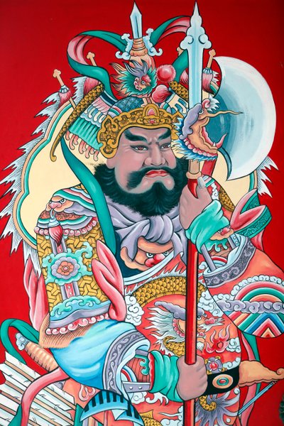 Hoi Tuong Te Nguoi Hoa Buddhist Chinese Temple. Guardian Figure Paintings on Gate. Phu Quoc. Vietnam by Unknown